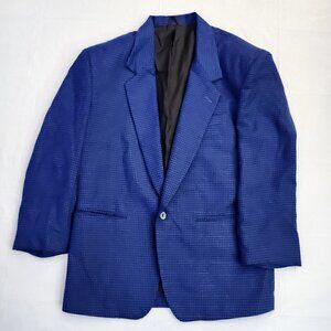 Men's Black & Blue Checked Blazer, Small